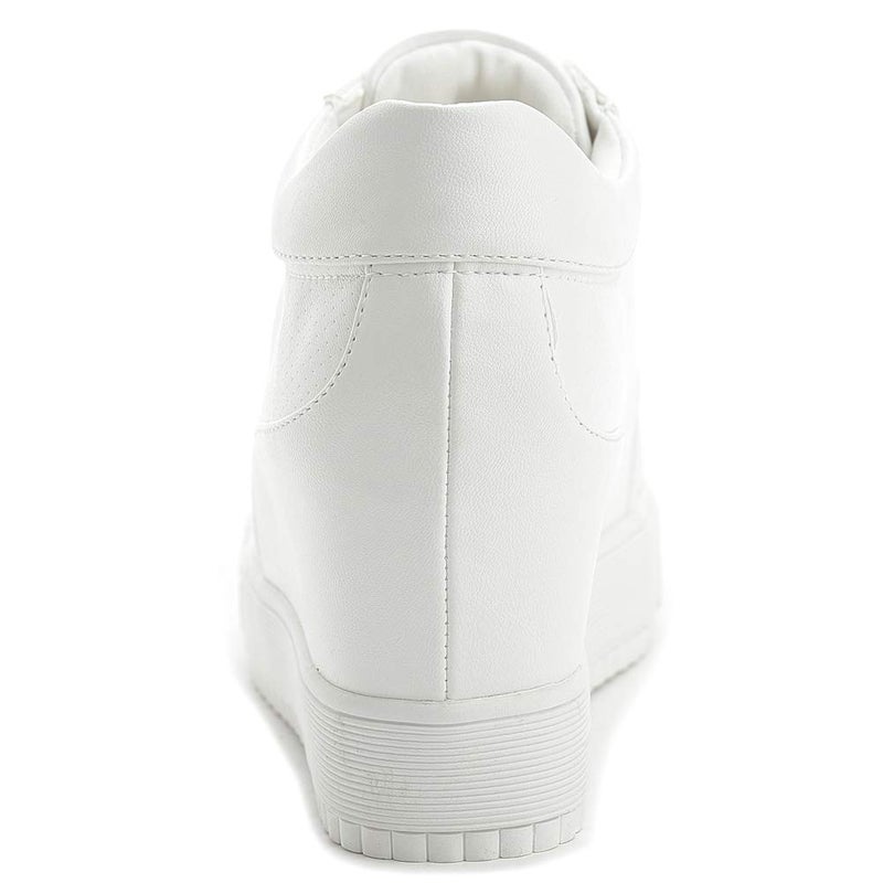 ACE SHOCK Women Wedges Sneakers with Hidden Heel Ankle High Platform Walking Shoes Fashion Bride Wedding Shoes (5.5, White-3" Heel-Height, Numeric_5_Point_5) - Image 4